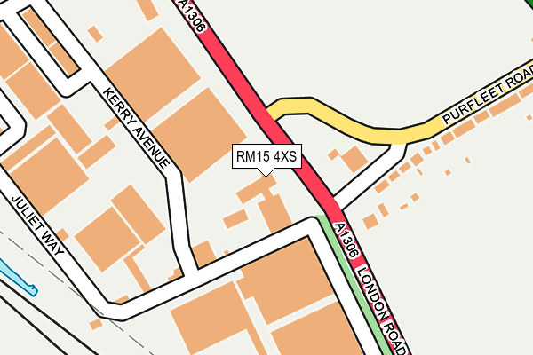 RM15 4XS map - OS OpenMap – Local (Ordnance Survey)