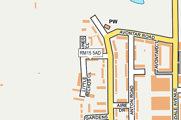 RM15 5AD map - OS OpenMap – Local (Ordnance Survey)