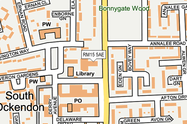 RM15 5AE map - OS OpenMap – Local (Ordnance Survey)