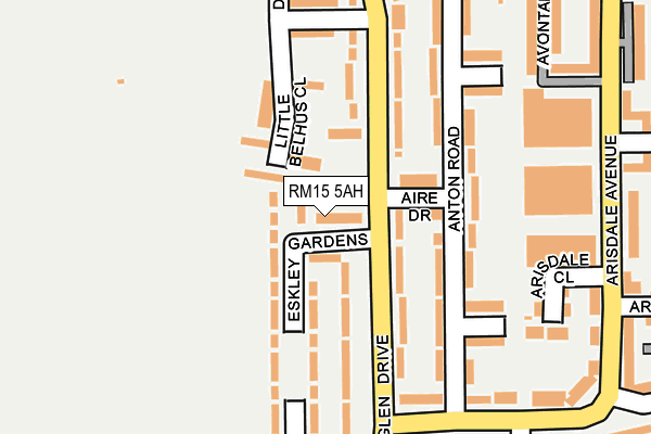 RM15 5AH map - OS OpenMap – Local (Ordnance Survey)