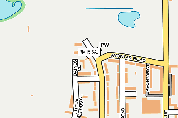 RM15 5AJ map - OS OpenMap – Local (Ordnance Survey)