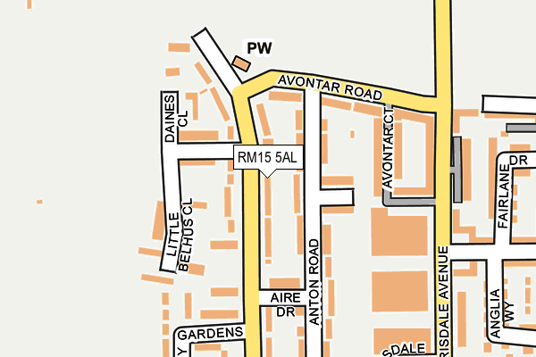 RM15 5AL map - OS OpenMap – Local (Ordnance Survey)