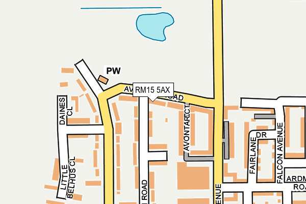 RM15 5AX map - OS OpenMap – Local (Ordnance Survey)