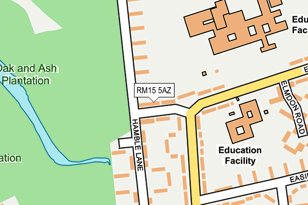 RM15 5AZ map - OS OpenMap – Local (Ordnance Survey)