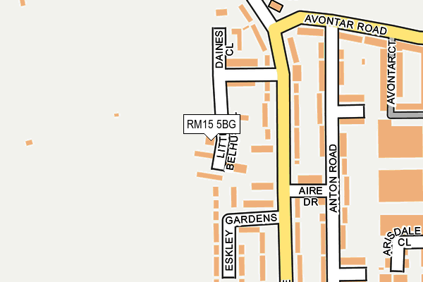 RM15 5BG map - OS OpenMap – Local (Ordnance Survey)