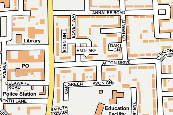 RM15 5BP map - OS OpenMap – Local (Ordnance Survey)