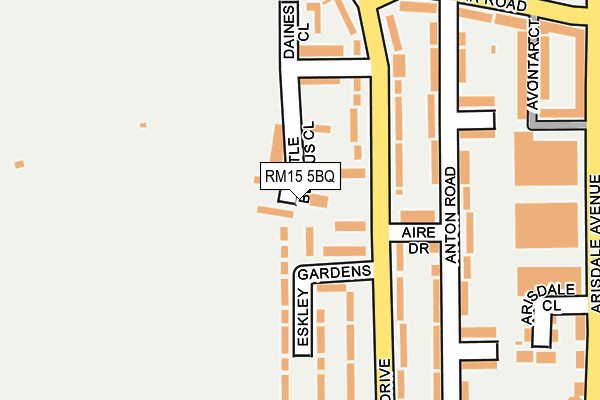 RM15 5BQ map - OS OpenMap – Local (Ordnance Survey)