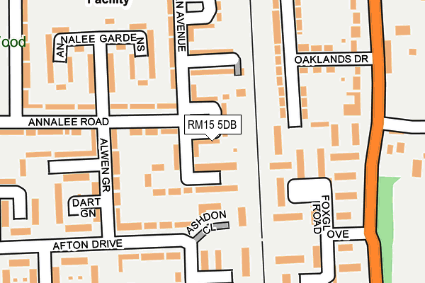 RM15 5DB map - OS OpenMap – Local (Ordnance Survey)