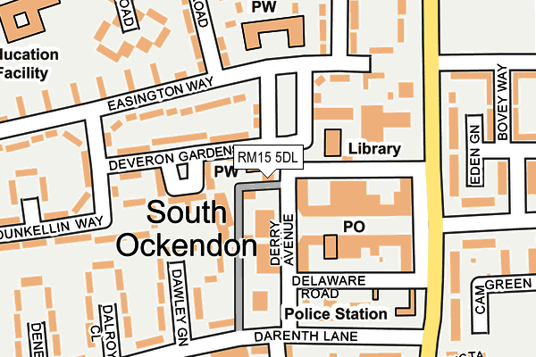 RM15 5DL map - OS OpenMap – Local (Ordnance Survey)