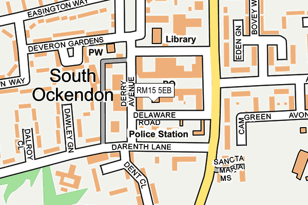 RM15 5EB map - OS OpenMap – Local (Ordnance Survey)