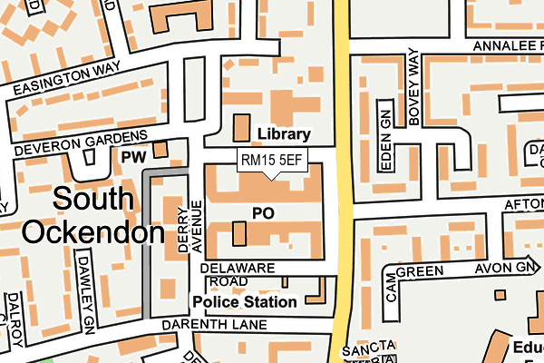 RM15 5EF map - OS OpenMap – Local (Ordnance Survey)