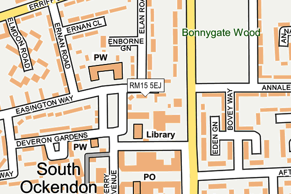 RM15 5EJ map - OS OpenMap – Local (Ordnance Survey)