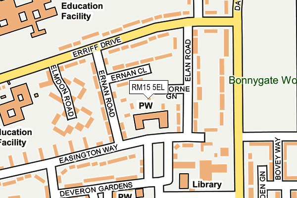 RM15 5EL map - OS OpenMap – Local (Ordnance Survey)