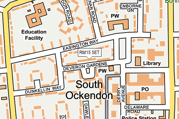 RM15 5ET map - OS OpenMap – Local (Ordnance Survey)