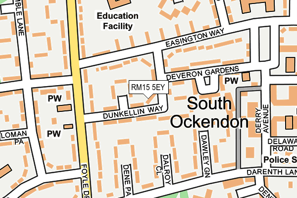 RM15 5EY map - OS OpenMap – Local (Ordnance Survey)