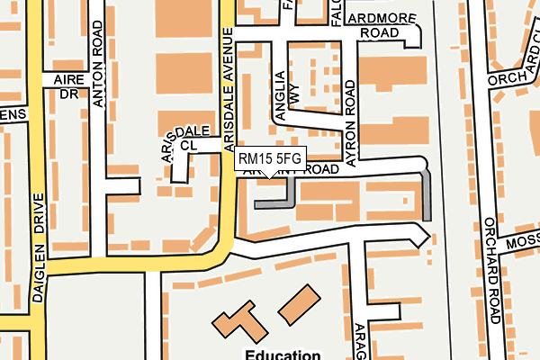 RM15 5FG map - OS OpenMap – Local (Ordnance Survey)