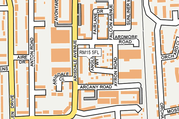 RM15 5FL map - OS OpenMap – Local (Ordnance Survey)