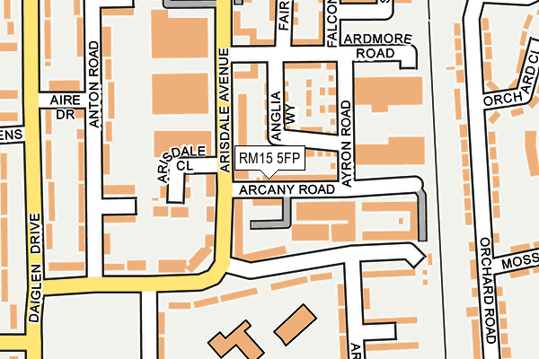 RM15 5FP map - OS OpenMap – Local (Ordnance Survey)