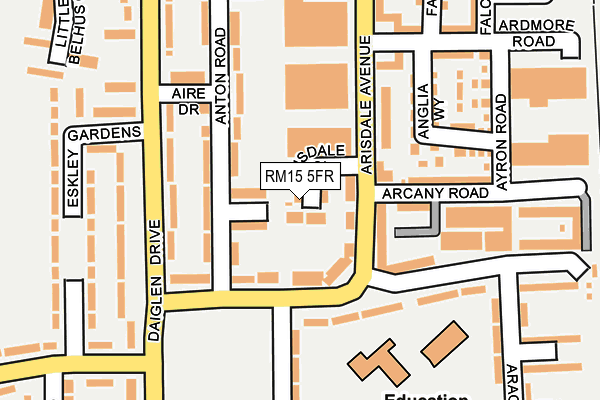 RM15 5FR map - OS OpenMap – Local (Ordnance Survey)