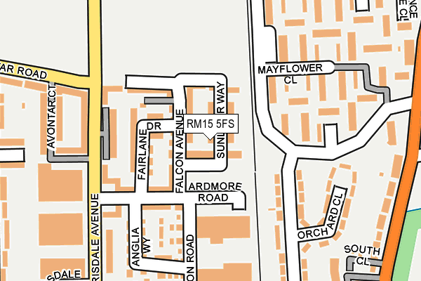 RM15 5FS map - OS OpenMap – Local (Ordnance Survey)