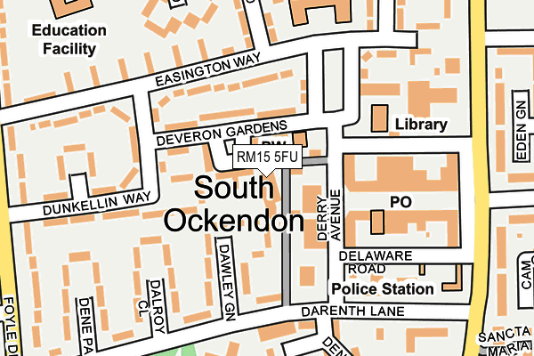 RM15 5FU map - OS OpenMap – Local (Ordnance Survey)