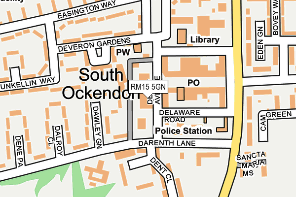 RM15 5GN map - OS OpenMap – Local (Ordnance Survey)