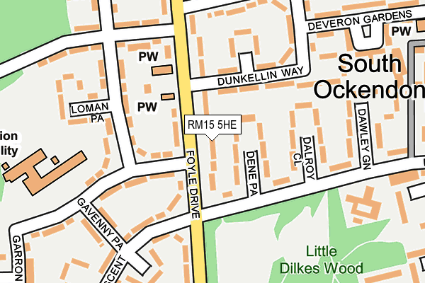 RM15 5HE map - OS OpenMap – Local (Ordnance Survey)