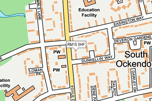 RM15 5HF map - OS OpenMap – Local (Ordnance Survey)