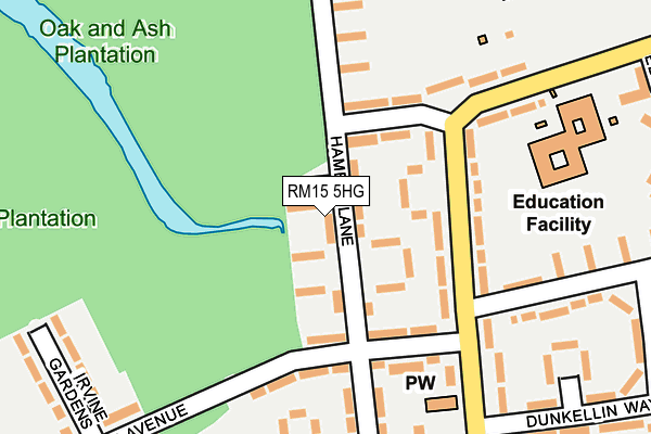 RM15 5HG map - OS OpenMap – Local (Ordnance Survey)