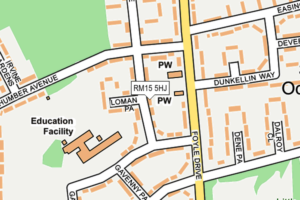 RM15 5HJ map - OS OpenMap – Local (Ordnance Survey)