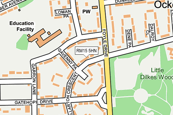 RM15 5HN map - OS OpenMap – Local (Ordnance Survey)