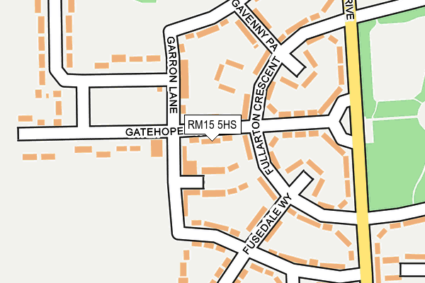 RM15 5HS map - OS OpenMap – Local (Ordnance Survey)