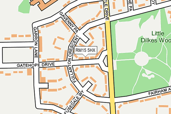 RM15 5HX map - OS OpenMap – Local (Ordnance Survey)