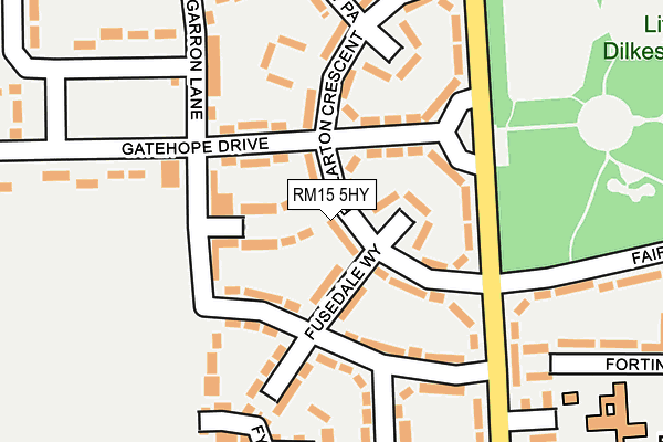 RM15 5HY map - OS OpenMap – Local (Ordnance Survey)