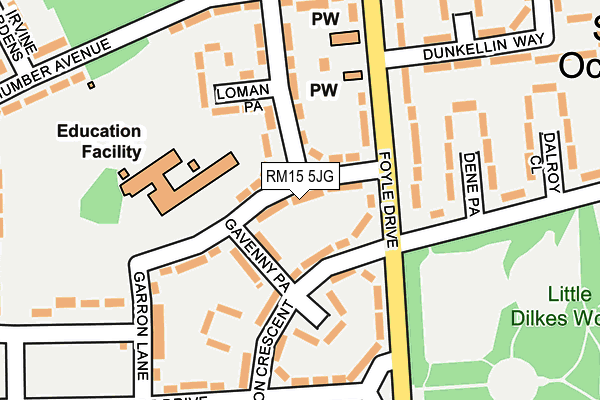 RM15 5JG map - OS OpenMap – Local (Ordnance Survey)