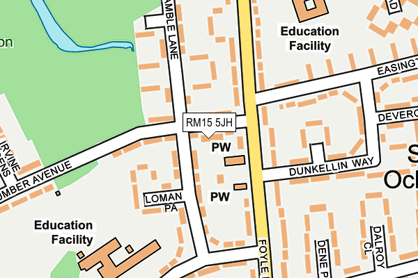 RM15 5JH map - OS OpenMap – Local (Ordnance Survey)