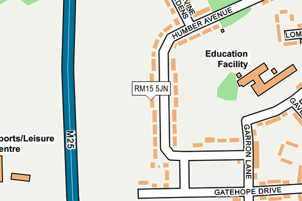 RM15 5JN map - OS OpenMap – Local (Ordnance Survey)