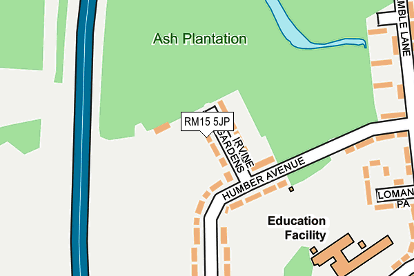 RM15 5JP map - OS OpenMap – Local (Ordnance Survey)