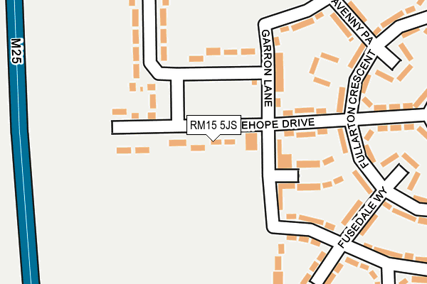 RM15 5JS map - OS OpenMap – Local (Ordnance Survey)