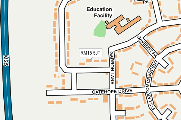 RM15 5JT map - OS OpenMap – Local (Ordnance Survey)