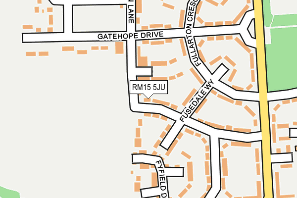 RM15 5JU map - OS OpenMap – Local (Ordnance Survey)