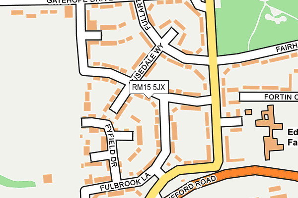 RM15 5JX map - OS OpenMap – Local (Ordnance Survey)
