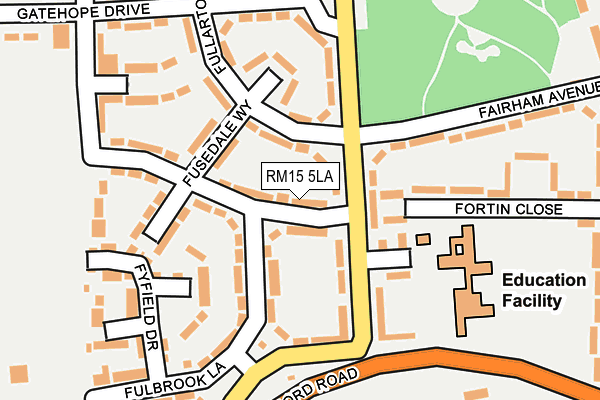 RM15 5LA map - OS OpenMap – Local (Ordnance Survey)