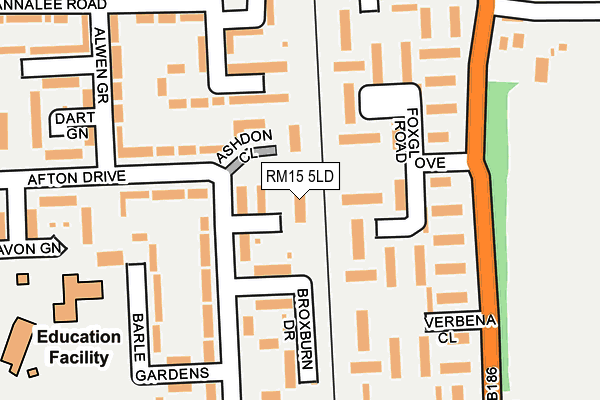 RM15 5LD map - OS OpenMap – Local (Ordnance Survey)
