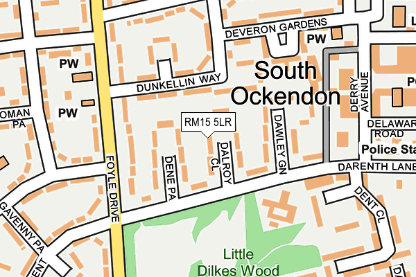 RM15 5LR map - OS OpenMap – Local (Ordnance Survey)