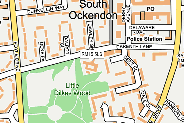 RM15 5LS map - OS OpenMap – Local (Ordnance Survey)