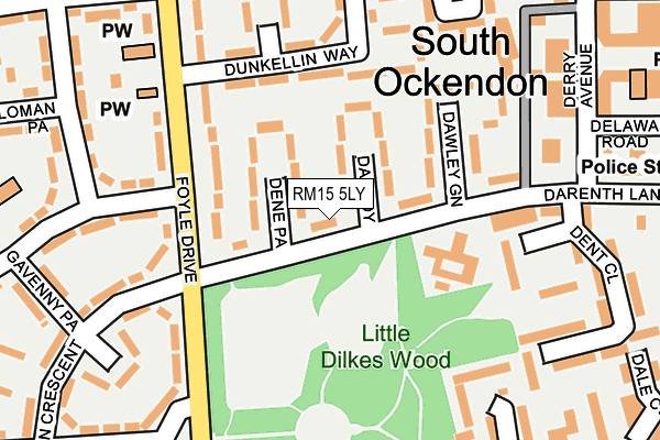 RM15 5LY map - OS OpenMap – Local (Ordnance Survey)