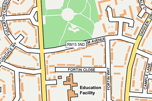 RM15 5ND map - OS OpenMap – Local (Ordnance Survey)
