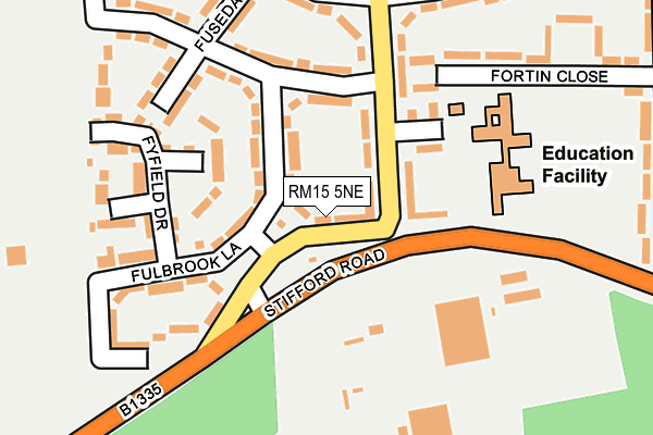 RM15 5NE map - OS OpenMap – Local (Ordnance Survey)