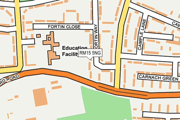 RM15 5NG map - OS OpenMap – Local (Ordnance Survey)